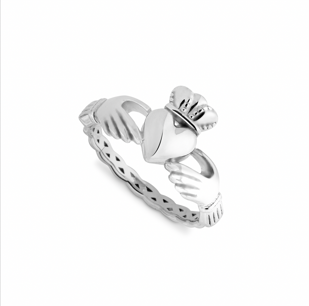 Sterling silver Heritage Weave Claddagh ring